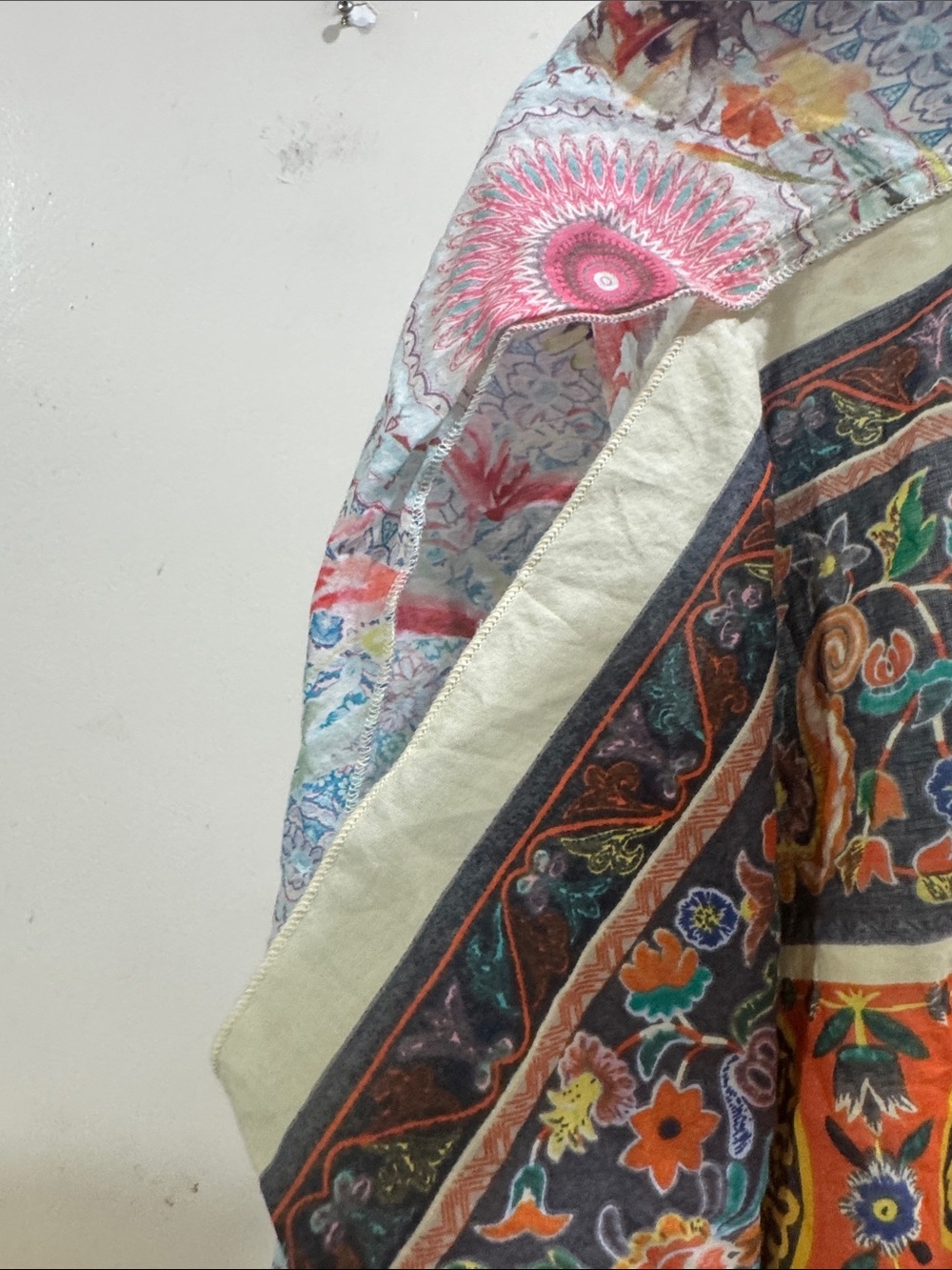 Johnny Was Pale Blue Floral V-Neck Tunic with Multicolor Bird Accents - Picture 6 of 6